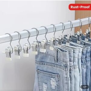 10Pcs Stainless Steel Pants Hangers - Silver